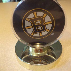 NHL - BOSTON BRUINS HOCKEY PUCK DECORATION on STAND - It is not signed